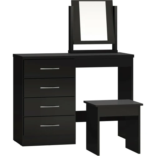 Nevada 4 Drawer Dressing Table Black Gloss