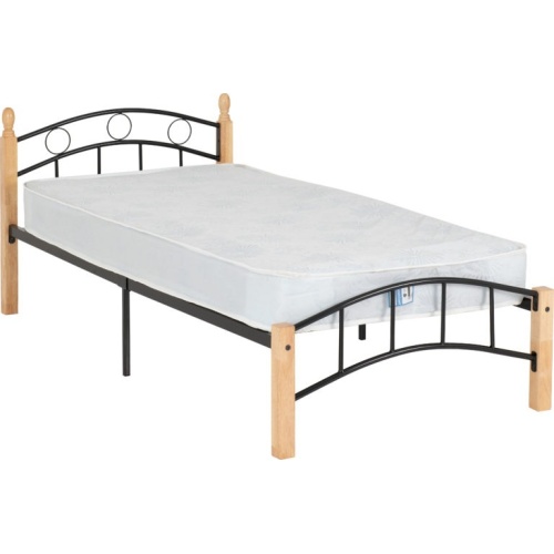 Luton Beech and Black 3' Metal Bed