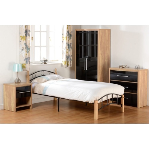 Luton Beech and Black 3' Metal Bed