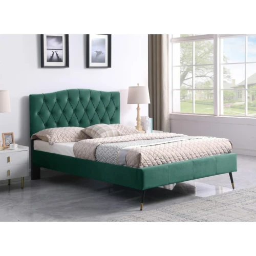 Freya Green Velvet Fabric 4'6 Bed