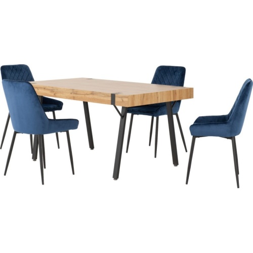 Treviso Dining Set with Avery Blue Chairs