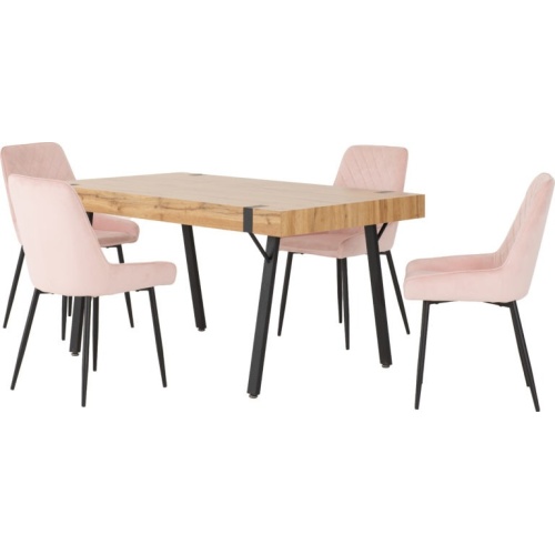 Treviso Dining Set with Avery Pink Chairs