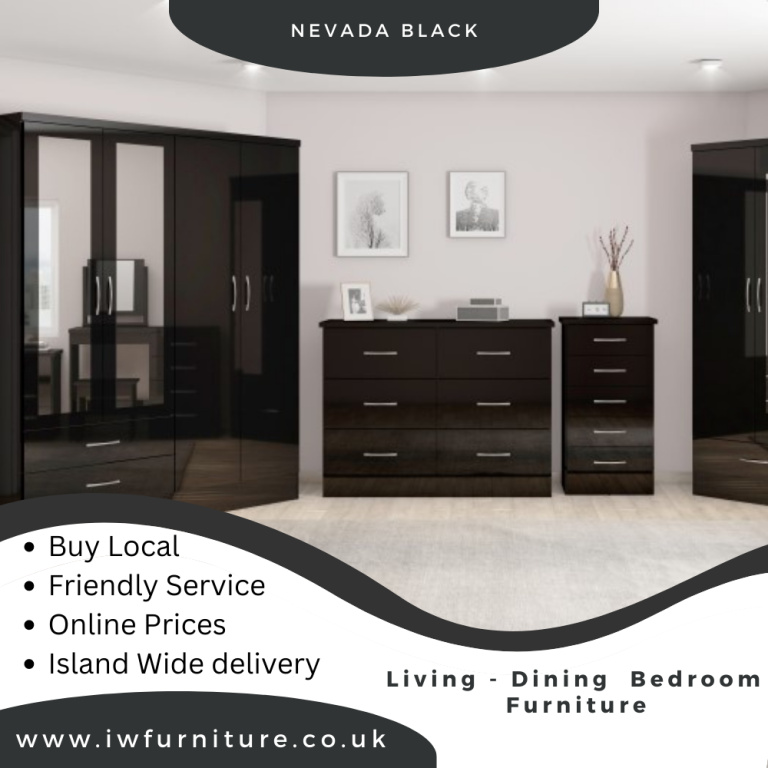 Nevada Black Gloss Bedroom Furniture