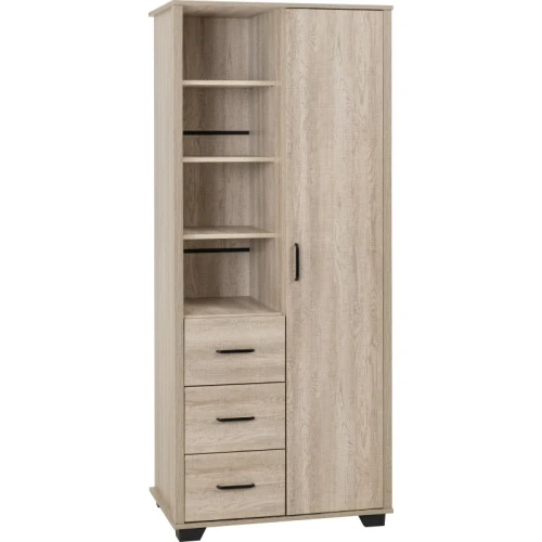 Oliver 1 Door 3 Drawer Open Shelf Wardrobe