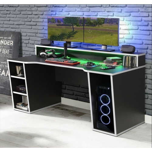 Tez Gaming Desk With LED In Black/White Buy Now For £498.74