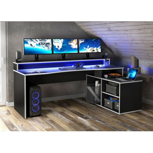 Tez-Gaming-Desk-with-LED-in-Black-White4.jpg IW Furniture | Buy Now