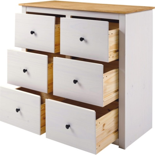 Panama 6 Drawer Chest White