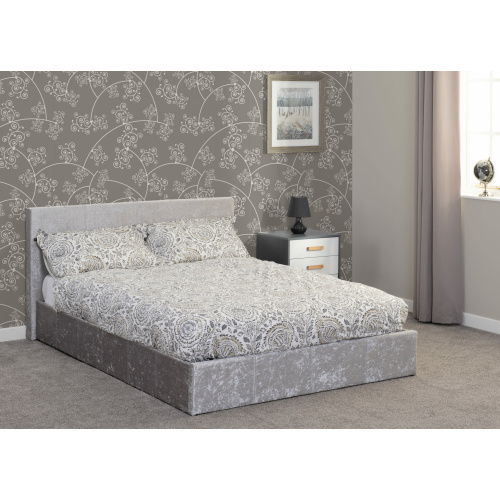 Waverley 4'6 Storage Bed Grey Crushed Velvet