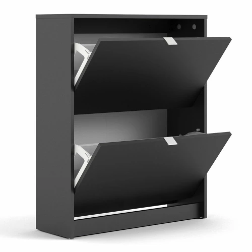 Shoe Cabinet 2 Flip Down Doors Black