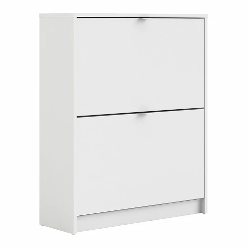 Shoe Cabinet 2 Flip Down Doors White