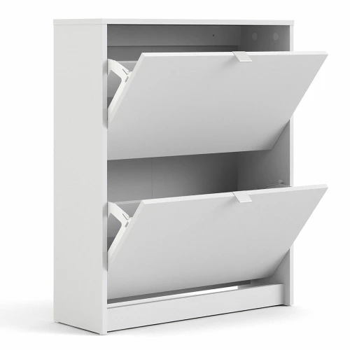 Shoe Cabinet 2 Flip Down Doors White