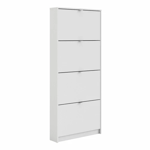 Shoe Cabinet 4 Flip Down Doors White 1 layer