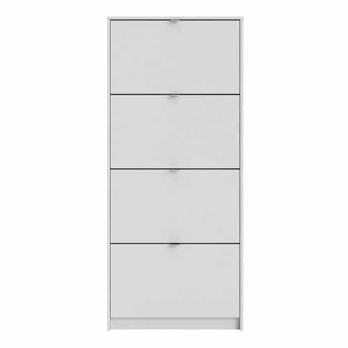 Shoe Cabinet 4 Flip Down Doors White 1 layer