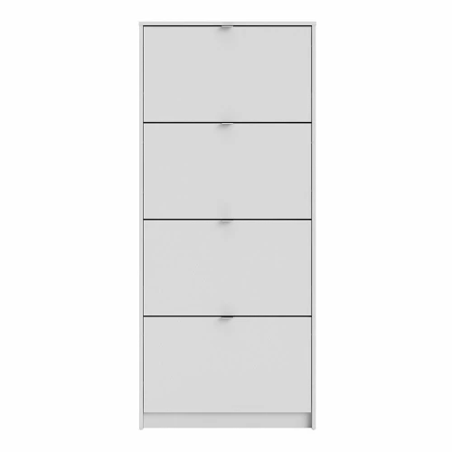 Shoe Cabinet 4 Flip Down Doors White 1 layer