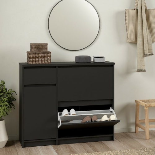 Caia-Shoe-Cabinet-2-Flip-Down-Doors-Black3.jpg IW Furniture | FREE DELIVERY