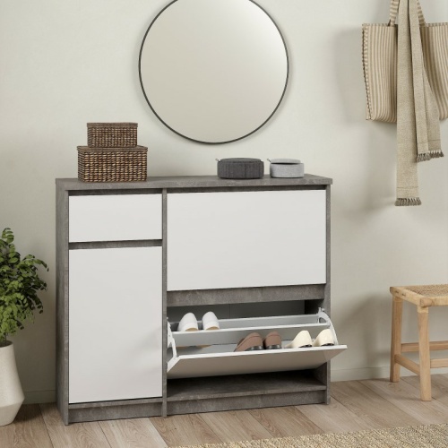 Caia-Shoe-Cabinet-2-Flip-Down-Doors-Concrete3.jpg IW Furniture | FREE DELIVERY