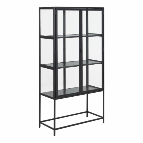 Seaford-2-Glass-Door-Display-Cabinet-Black.jpg IW Furniture | Free Delivery