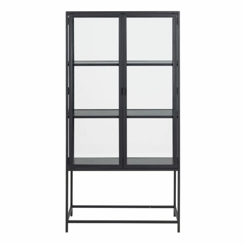 Seaford-2-Glass-Door-Display-Cabinet-Black1.jpg IW Furniture | Free Delivery