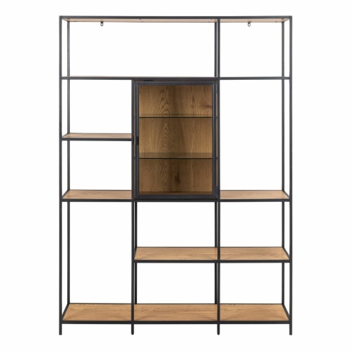 Seaford-Bookcase-7-Shelves-Glass-Front-Display-Oak1.jpg IW Furniture | Free Delivery