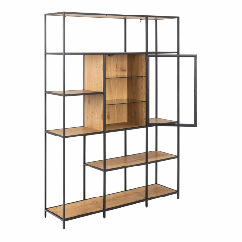 Seaford-Bookcase-7-Shelves-Glass-Front-Display-Oak2.jpg IW Furniture | Free Delivery