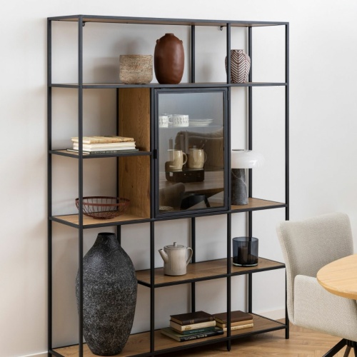 Seaford-Bookcase-7-Shelves-Glass-Front-Display-Oak5.jpg IW Furniture | Free Delivery