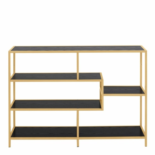 Seaford-Bookcase-Gold-4-Black-Shelves1.jpg IW Furniture | Free Delivery