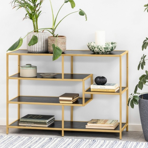 Seaford-Bookcase-Gold-4-Black-Shelves3.jpg IW Furniture | Free Delivery