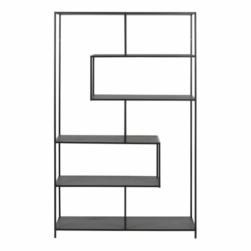 Seaford-Large-Asymmetrical-Bookcase-5-Black-Shelves1.jpg IW Furniture | Free Delivery