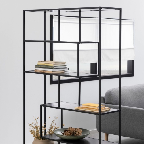 Seaford-Large-Asymmetrical-Bookcase-5-Black-Shelves3.jpg IW Furniture | Free Delivery