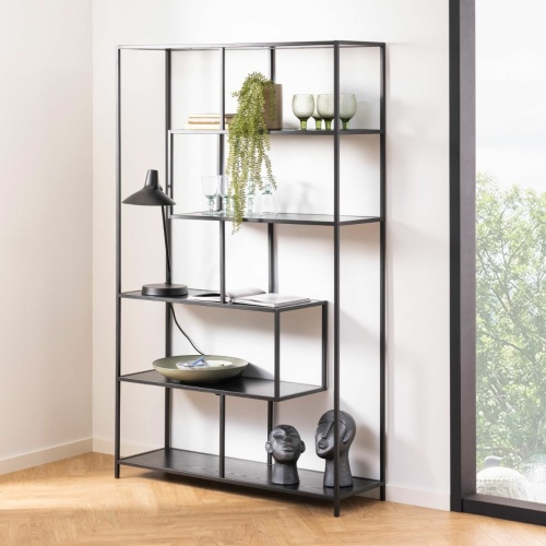 Seaford-Large-Asymmetrical-Bookcase-5-Black-Shelves5.jpg IW Furniture | Free Delivery