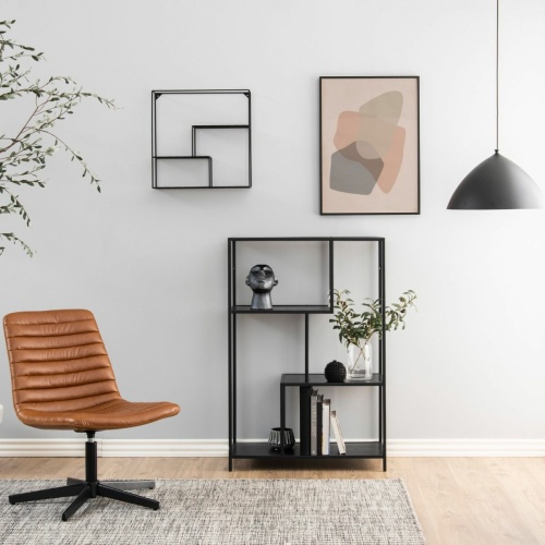 Seaford-Metal-Asymmetrical-Bookcase-Black4.jpg IW Furniture | Free Delivery