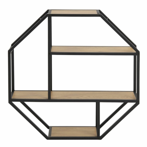 Seaford-Octagonal-Metal-Wall-Shelf-Oak1.jpg IW Furniture | Free Delivery
