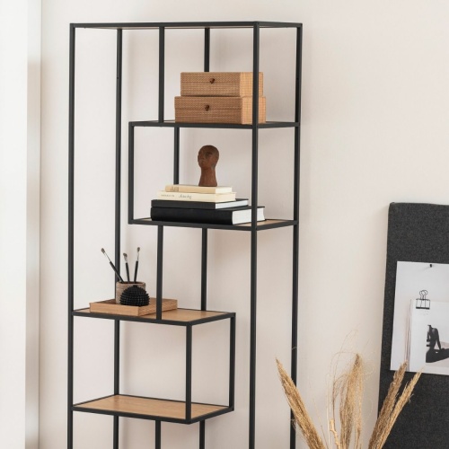 Seaford-Tall-Bookcase-5-Oak-Shelves3.jpg IW Furniture | Free Delivery