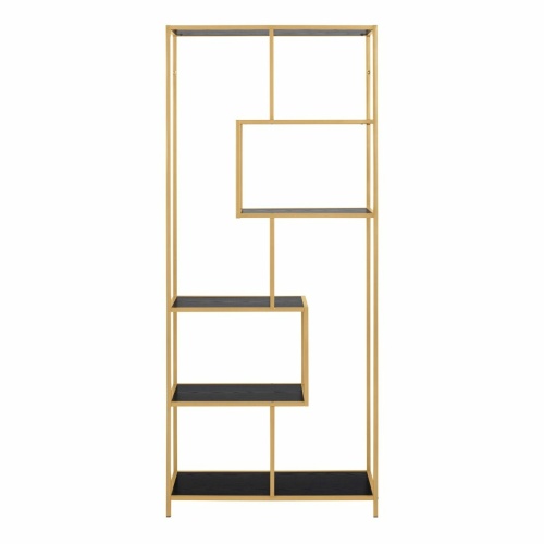 Seaford-Tall-Gold-Bookcase-5-Black-Shelves1.jpg IW Furniture | Free Delivery