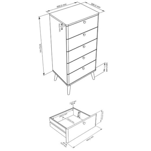 Augusta Curve 5 Drawer Narrow Chest - Image 4