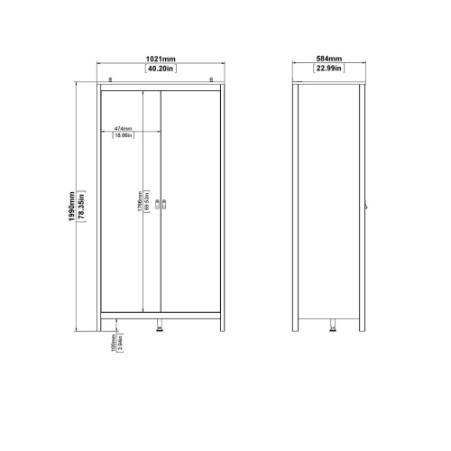 Barcelona 2 Door Wardrobe Oak - Image 7