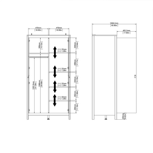 Barcelona 2 Door Wardrobe Oak - Image 6