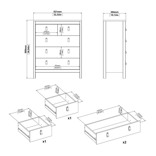 Barcelona Chest 3x2 Drawers White - Image 6