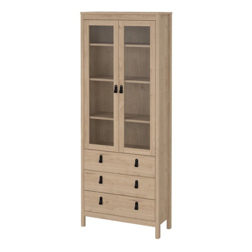 Barcelona China Cabinet 2 Glass Doors Oak - Image 3