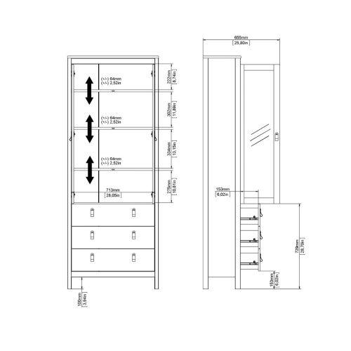 Barcelona China Cabinet 2 Glass Doors Oak - Image 6