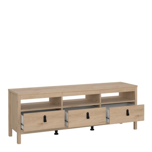 Barcelona Tv Unit 3 Drawers Oak - Image 4