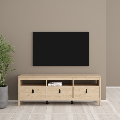 Barcelona Tv Unit 3 Drawers Oak - Image 5