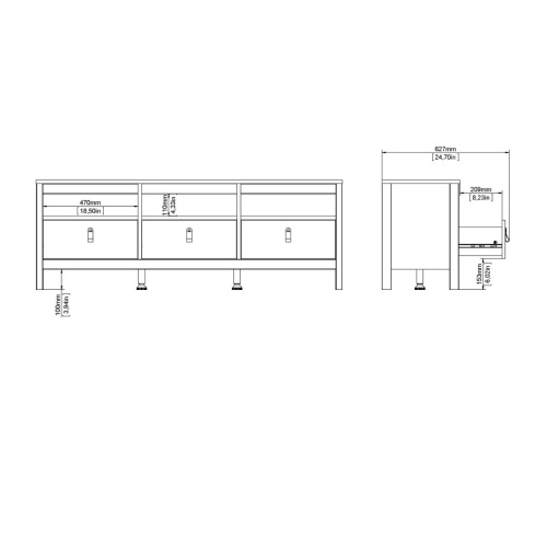 Barcelona Tv Unit 3 Drawers Oak - Image 7