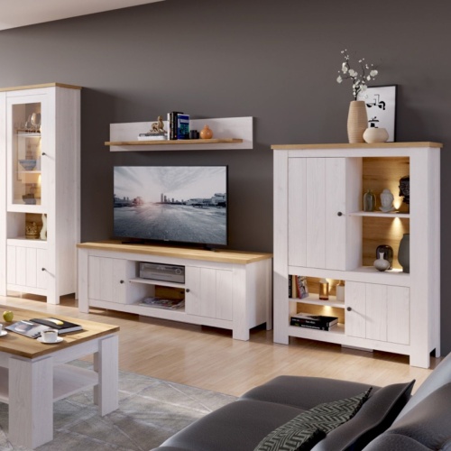 Celesto 2 Door 2 Drawer Sideboard in White and Oak - Image 4