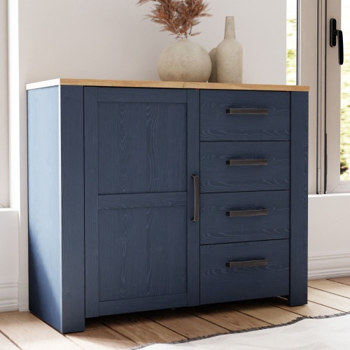 Boho 1 Door 4 Drawer Chest Navy - Image 7