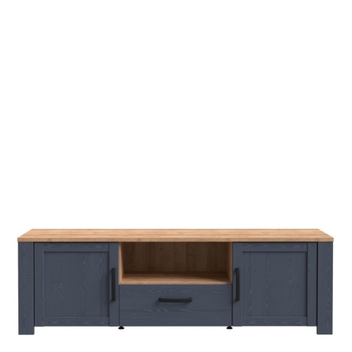 Boho 2 Door 1 Drawer TV Unit Navy - Image 3