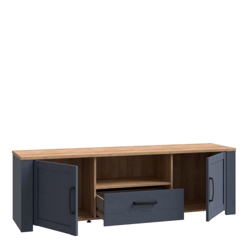 Boho 2 Door 1 Drawer TV Unit Navy - Image 4