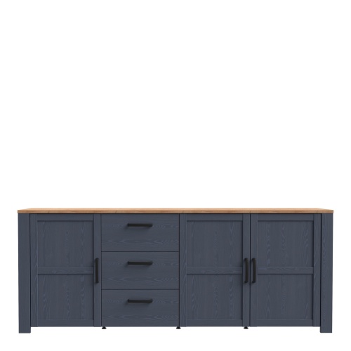 Boho 3 Door 3 Drawer Large Sideboard Navy - Image 3