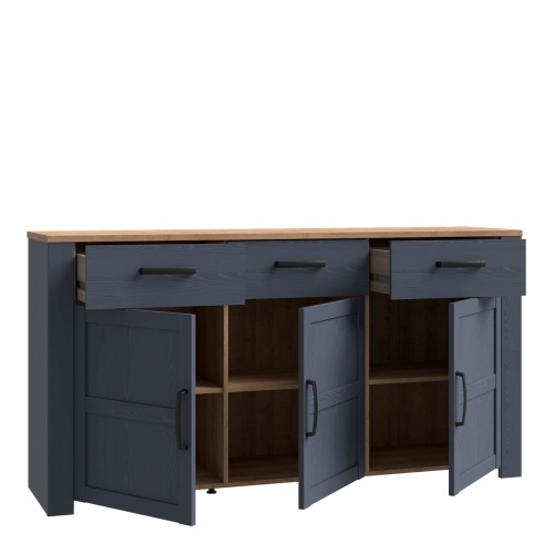 Boho 3 Door 3 Drawer Sideboard Navy - Image 4