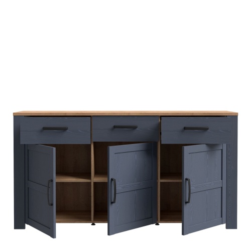 Boho 3 Door 3 Drawer Sideboard Navy - Image 5